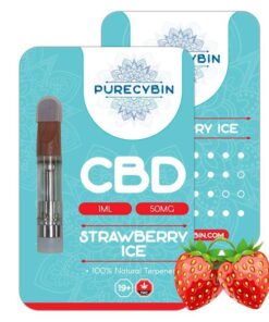 Purecybin Strawberry Ice CBD Vape | 50mg CBD Vape Carts | 1G